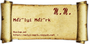 Mályi Márk névjegykártya